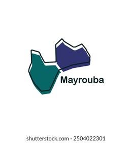 Mapa Ciudad de Mayrouba, Fronteras para su infografía. Plantilla de diseño de Ilustración vectorial