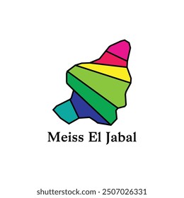 Map City of Meiss El Jabal, modern geometric colorful vector design template