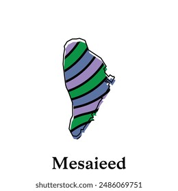 Karte Stadt Mesaieed Design Illustration, Vektorgrafik Symbol, Zeichen, Umriss, Weltkarte Internationale Vektorgrafik Vorlage auf weißem Hintergrund