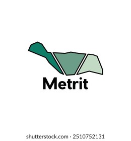 Mapa Ciudad de Metrit, Plantilla de diseño de Vector plano de estilo de idea de ilustración de concepto de diseño de logotipo