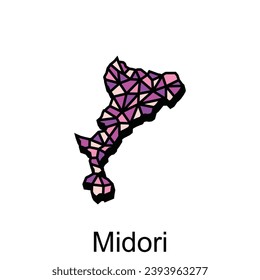 Mapa Ciudad de vectores Midori Ilustración Diseño de polígono geométrico, aislado en fondo blanco, plantilla de diseño de ilustración