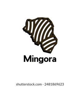 Map City of Mingora vector design template, national borders and important cities illustration on white background