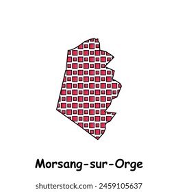 Map City of Morsang sur Orge, geometric logo with digital technology, illustration design template