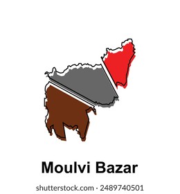 Karte Stadt Moulvi Bazar Vektorgrafik Design Vorlage, Weltkarte Internationale Vektorgrafik Vorlage mit Umriss Grafik Skizze Stil isoliert auf weißem Hintergrund