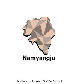 Cidade do mapa de Namyangju, estilo polígono geométrico colorido design modelos nomes País da Coreia do Sul