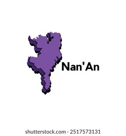 Cidade do mapa de Nan'An - projeto do vetor do mapa administrativo, elemento do logotipo para o modelo