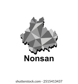 Map City of Nonsan, polygon style geometric colorful design template names Country of South Korea