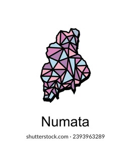 Map City of Numata Vector Illustration Geometric Polygon design, Isolated on White Background, illustration design template