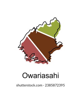 Mapa de diseño de la ciudad de Owariasahi, Mapa vectorial detallado de la plantilla de diseño de vectores de Japón, adecuado para su empresa