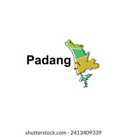 Map City of Padang World Map International vector template with outline, graphic sketch style isolated on white background