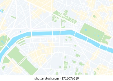 Map of the city. Paris, France. road, river. vector illustration.