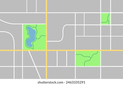 Mapa de la ciudad con parque y lago