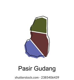 Map City of Pasir Gudang vector design template, Infographic vector map illustration on a white background.
