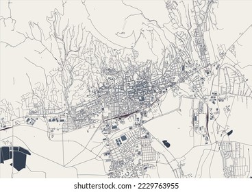 map of the city of Pecs, Hungary