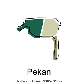 Map City of Pekan vector design, Malaysia map with borders, cities. logotype element for template design