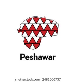 Mapa Ciudad de Peshawar Plantilla de diseño de Vector, Infografía Vector mapa ilustración sobre un fondo blanco.