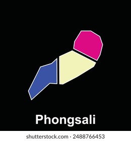 Map City of Phongsali design template, World Map International vector template with outline graphic sketch style isolated on black background