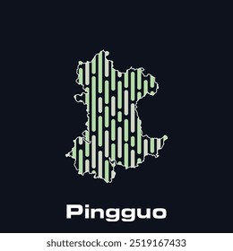 Map City of Pingguo - location on China country, modern and simple with line data connection vector design - logotype element for template
