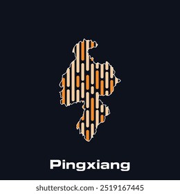 Map City of Pingxiang - location on China country, modern and simple with line data connection vector design - logotype element for template