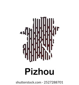 Mapa Cidade de Pizhou Tech Logo Vetor Design Illustration, modelo moderno de design de logotipo de conexão de tecnologia