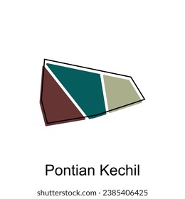Map City of Pontian Kechil vector design template, Infographic vector map illustration on a white background.