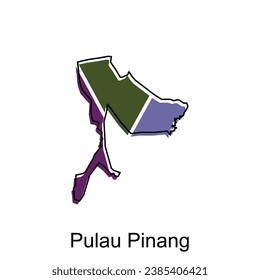 Map City of Pulau Pinang vector design, Malaysia map with borders, cities. logotype element for template design