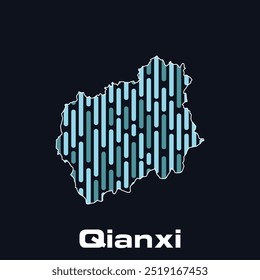 Map City of Qianxi - location on China country, modern and simple with line data connection vector design - logotype element for template
