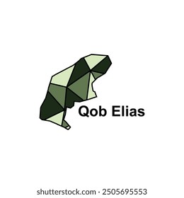 Map City of Qob Elias World Map International vector template with polygon graphic style, isolated on white background