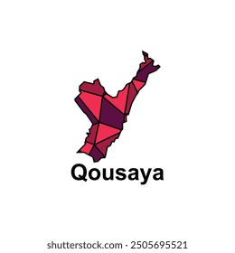 Map City of Qousaya World Map International vector template with polygon graphic style, isolated on white background