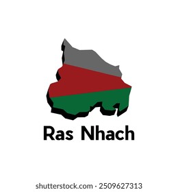 Map City of Ras Nhach vector design template,map of Lebanon Country national borders and important cities illustration