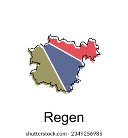 Mapa de la plantilla de diseño de ilustraciones de Ciudad de Regen sobre fondo blanco, adecuado para su empresa