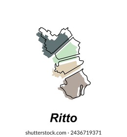 Mapa Ciudad de Ritto Ubicación en los países de Japón, plantilla de vector sobre fondo blanco