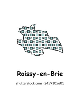 Map City of Roissy en Brie, geometric logo with digital technology, illustration design template