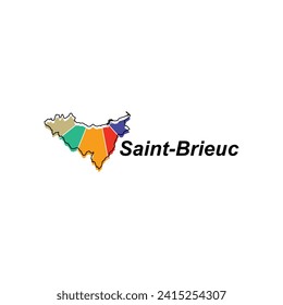 Map City of Saint Brieuc vector design template, World Map International vector template with outline graphic sketch style isolated on white background