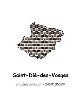 Stadtplan Saint Die des Vosges, geometrisches Logo mit Digitaltechnik, Illustrationsdesign Vorlage