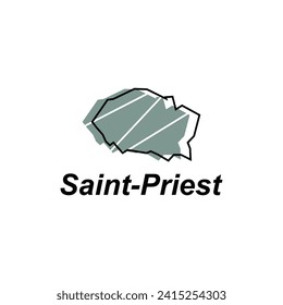Map City of Saint Priest vector design template, World Map International vector template with outline graphic sketch style isolated on white background