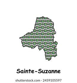 Map City of Sainte Suzanne, geometric logo with digital technology, illustration design template