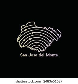 Map City of San Jose del Monte. vector map of the Philippines Country. Borders of for your design with line and dot style technology design template