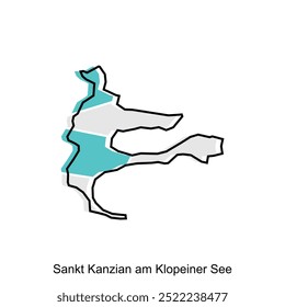 Mapa Cidade de Sankt Kanzian am Klopeiner Ver ilustração Design, World Map Vetor moderno e simples internacional, elemento de logotipo para modelo