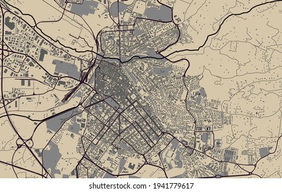 map of the city of Sassari, Italy