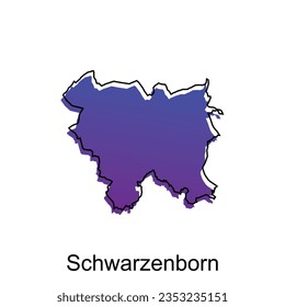 map City of Schwarzenborn. vector map of the German Country. Vector illustration design template