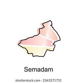map City of Semadam vector design template, national borders and important cities illustration