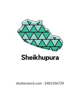 Plantilla de diseño de Vector de la ciudad de Sheikhupura, ilustración de mapa de Vector infográfico sobre un fondo blanco.