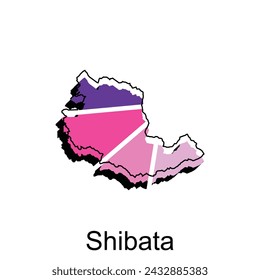 Map City of Shibata design template, World Map International vector template with outline graphic sketch style isolated on white background