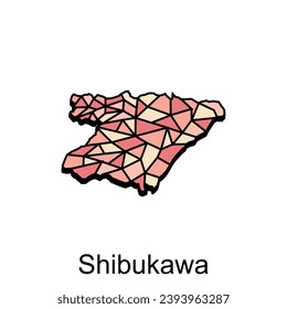 Map City of Shibukawa Vector Illustration Geometric Polygon design, Isolated on White Background, illustration design template