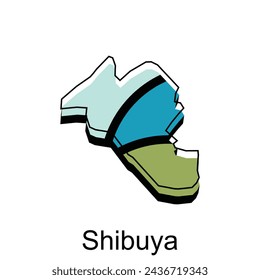 Map City of Shibuya, World Map International vector template with outline graphic sketch style