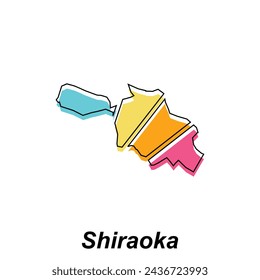 Map City of Shiraoka colorful design with outline scribble geometric vector template