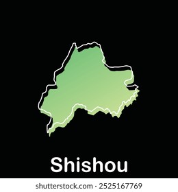 Karte Stadt Shishou Designvorlage mit Umriss Grafikskizze Stil einzeln auf schwarzem Hintergrund