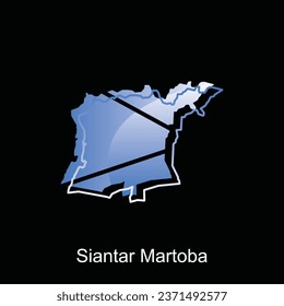 Map City of Siantar Martoba illustration design with outline on Black background, design template suitable for your company