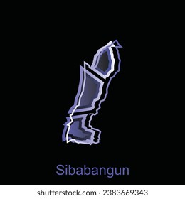 Map City of Sibabangun logo design, Province Of North Sumatra, World Map International vector template with outline graphic sketch style